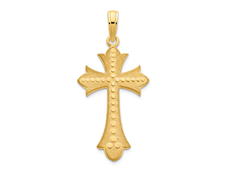 14k Yellow Gold Textured Cross Pendant - 1765GA | JTV