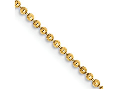 14K Yellow Gold 1.2mm Diamond-cut Beaded Pendant Chain Necklace