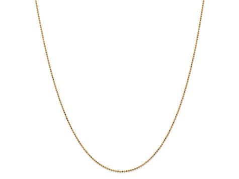 14K Yellow Gold 1.2mm Diamond-cut Beaded Pendant Chain Necklace