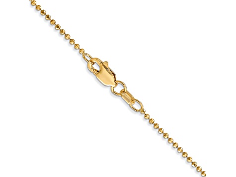 14K Yellow Gold 1.2mm Diamond-cut Beaded Pendant Chain Necklace