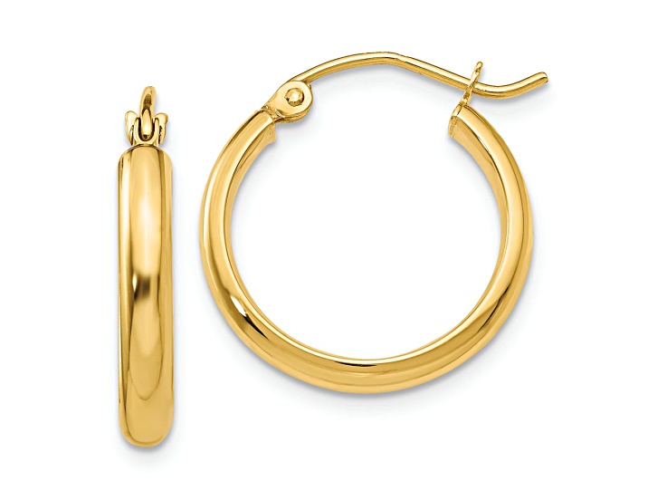 10k Yellow Gold 11/16" Round Tube Hoop Earrings