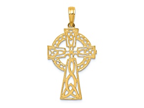 10K Yellow Gold Polished Celtic Cross Pendant