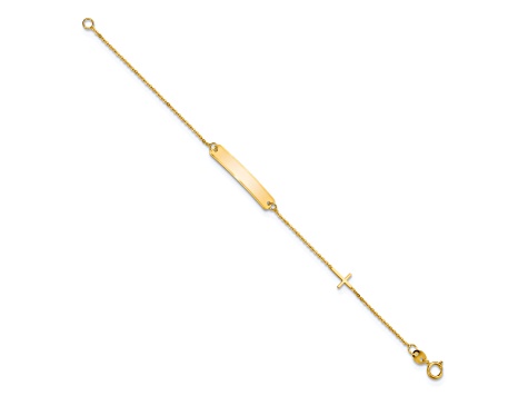 14K Yellow Gold Polished 5.5-inch Cross ID Bracelet