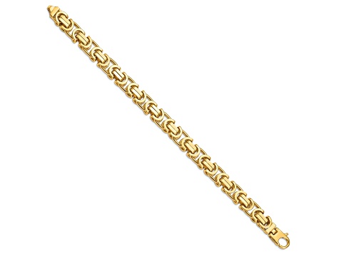 14K Yellow Gold 10.1mm Hand-Polished Fancy Link Bracelet