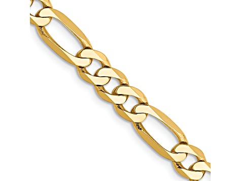 14K Yellow Gold 5.25mm Flat Figaro Chain Necklace