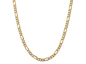 14K Yellow Gold 5.25mm Flat Figaro Chain Necklace