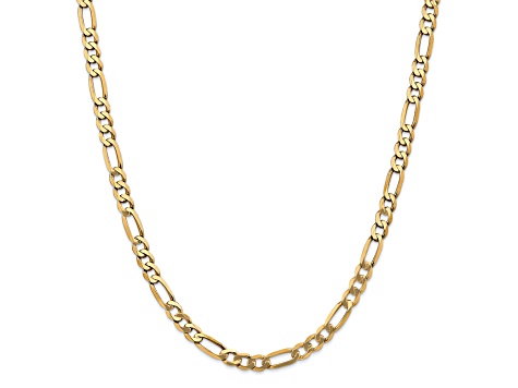 14K Yellow Gold 5.25mm Flat Figaro Chain Necklace