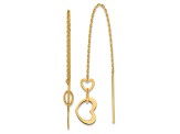 14k Yellow Gold Polished Hearts Dangle Earrings