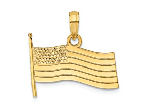 14k Yellow Gold American Flag Charm
