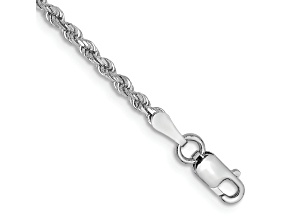 Rhodium Over 10k White Gold 2mm Diamond-Cut Rope Link Bracelet