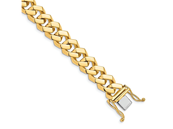 10k Yellow Gold and 10k White Gold 10mm Hand-polished Fancy Curb Link Bracelet