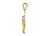 14k Yellow Gold and Rhodium Over 14k Yellow Gold Satin Diamond-Cut and Polished Mary Pendant