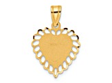 14k Yellow Gold Polished and Satin Border Heart Pendant