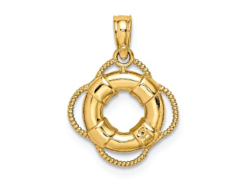 Picture of 14k Yellow Gold Textured 3D Lifesaver Charm
