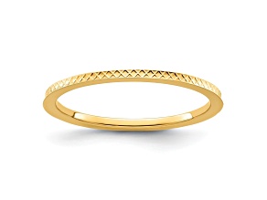 14K Yellow Gold 1.2mm Criss-Cross Pattern Stackable Expressions Band