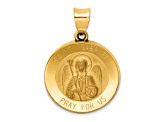 14K Yellow Gold Polished and Satin St Gabriel Medal Hollow Pendant