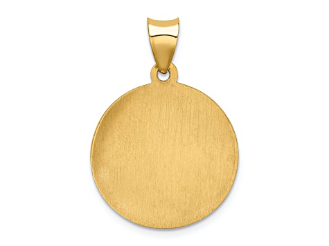14K Yellow Gold Polished and Satin St Gabriel Medal Hollow Pendant