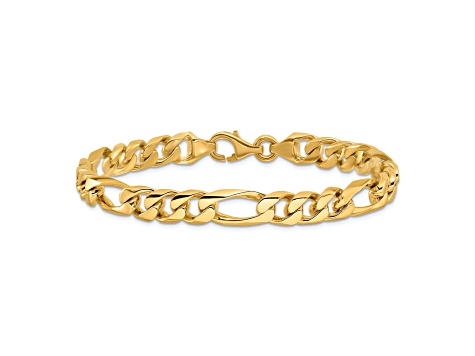 14K Yellow Gold 8mm Hand-Polished Figaro Link Bracelet