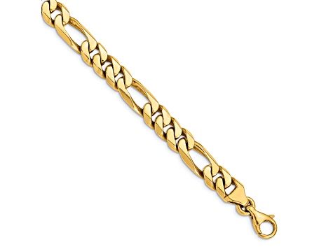 14K Yellow Gold 8mm Hand-Polished Figaro Link Bracelet