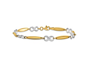 14K Two-tone Gold Polished 5mm Fancy Link Bracelet