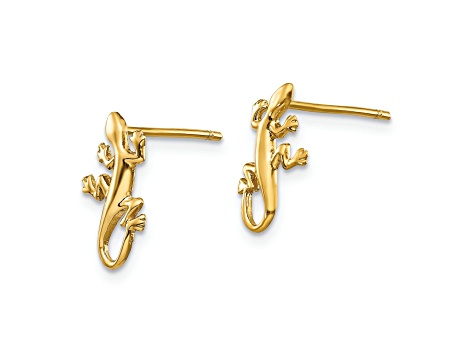 14K Yellow Gold Polished Gecko Stud Earrings