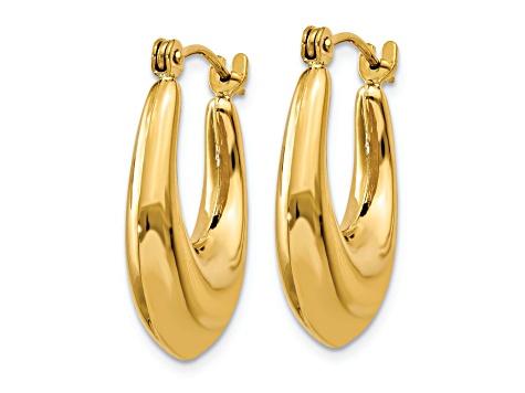 14k Yellow Gold 15/16" Polished Hoop Earrings