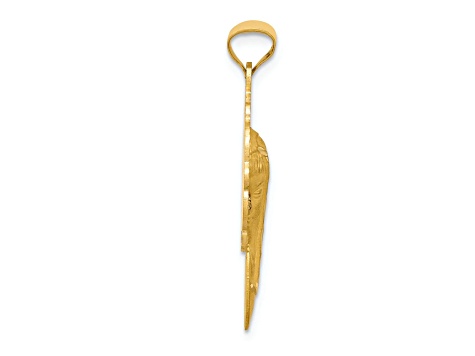14k Yellow Gold Satin Diamond-Cut and Polished Mary Pendant
