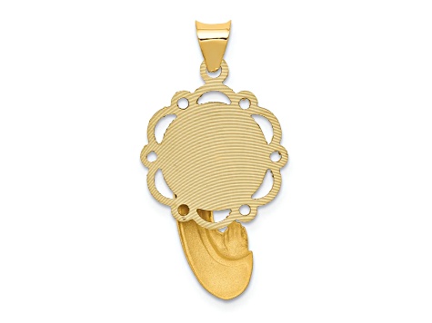 14k Yellow Gold Satin Diamond-Cut and Polished Mary Pendant