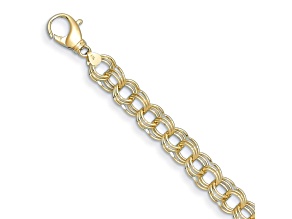 14K Yellow Gold Triple Link 13.5mm 7.5 Inch Charm Bracelet