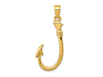 Picture of 14k Yellow Gold 3D Fishing Hook Pendant