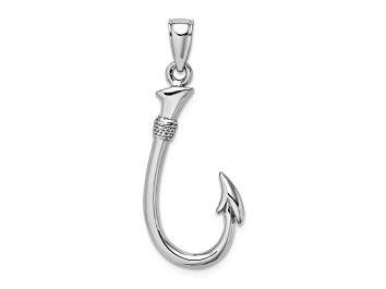 Picture of Rhodium Over 14k White Gold 3D Fish Hook Pendant