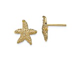 14k Yellow Gold Textured Starfish Stud Earrings