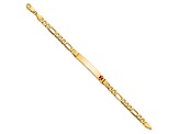 14k Yellow Gold Medical Red Enamel Flat Figaro Link ID Bracelet