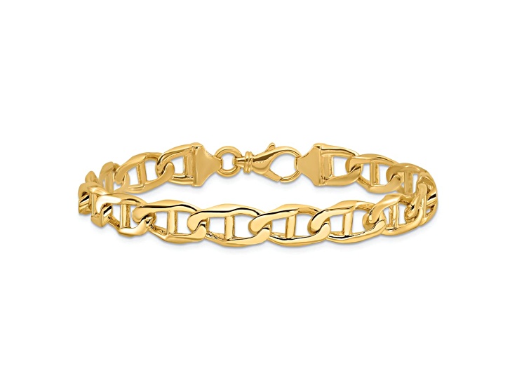 No.240 18k 14k 金無垢 金 ゴールド Gold 585 750 14k Yellow Gold 9mm Hand-Polished Mariner Link Bracelet - 179KFA | JTV