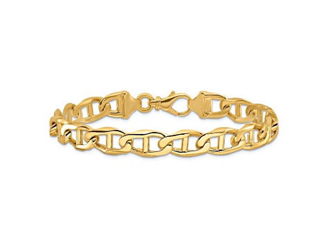 14k Yellow Gold 9mm Hand-Polished Mariner Link Bracelet - 179KFA | JTV