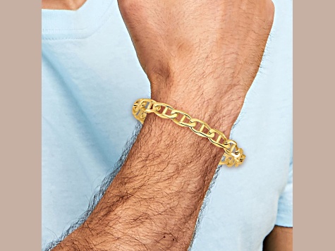 14k Yellow Gold 9mm Hand-Polished Mariner Link Bracelet - 179KFA | JTV