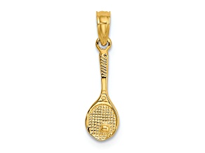 14k Yellow Gold Solid Polished and Textured 3D Tennis Racquet Charm