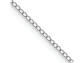 Rhodium Over 14k White Gold 0.5mm Solid Curb 16 Inch Chain