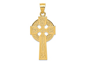 14K Yellow Gold Polished Celtic Cross Pendant