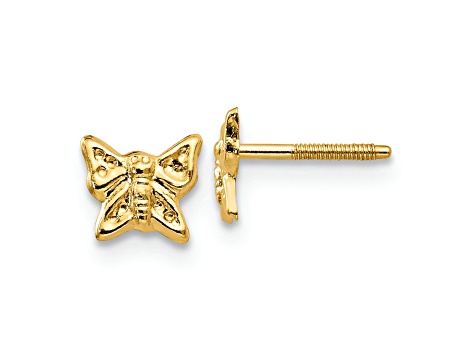 14K Yellow Gold Butterfly Screwback Earrings
