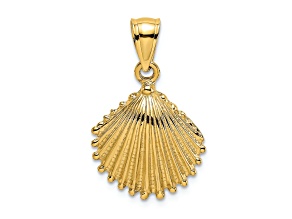 10K Yellow Gold Textured Scallop Shell Charm