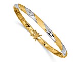 14K Two-tone Yellow and White Gold Polished Satin Diamond-cut Flexible Bangle
