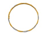 14K Two-tone Yellow and White Gold Polished Satin Diamond-cut Flexible Bangle