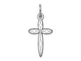 Rhodium Over 14k White Gold Laser Designed Cross Charm