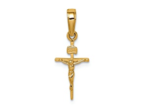 14K Yellow Gold Small INRI Crucifix Pendant