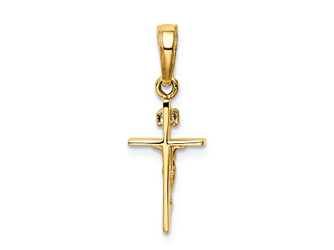 14K Yellow Gold Small INRI Crucifix Pendant