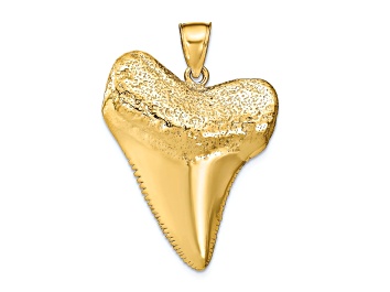 Picture of 14k Yellow Gold Solid Polished and Textured 3D Shark Tooth Pendant
