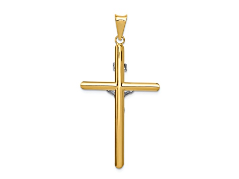 14K Yellow and White Gold Polished Jesus Crucifix Pendant
