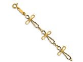 14k Yellow Gold Diamond-Cut Open Cross Link Bracelet