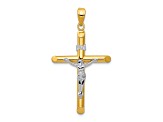 14K Yellow and White Gold Hollow Crucifix Pendant